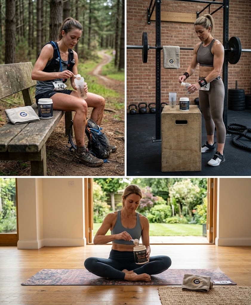 Athletes using Gutshot — trail, gym and yoga